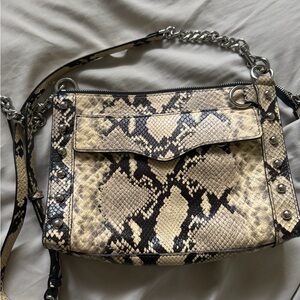 Rebecca Minkoff Beige and Black Snake-Print Shoulder Bag
